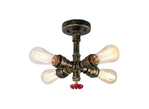 6407971267465 - Axhup - Deckenleuchte im Industri Stil 4 Flammig Kreativ Deckenlampe Wasserrohr Kronleuchter für Wohnzimmer Schlafzimmer Esszimmer (Bronze)