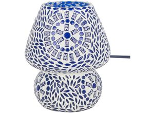 8433933323731 - Signes Grimalt - Blaue Mosaik-Tischlampe – 18 x 14 x 2 cm exotische Kristalllampe für Heimdekoration - Azul