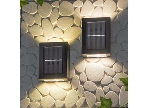 Image of Solar-Wandleuchte für den Außenbereich, wasserdichte, staubdichte Auf- und Ab-Wandleuchte mit warmweißen LED-Leuchten für Garten, Terrasse, Garage,