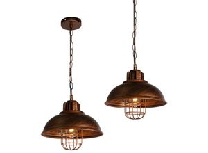 5713441814079 - Pendelleuchte Industrielle Stil Kronleuchter mit Kette Hängelampe mit Ø33cm Dome Metall Lampenschirm für Wohnzimmer Schlafzimmer Esszimmer Bronze