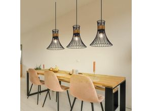 9007371464579 - Deckenleuchte Pendellampe mit Gitter Lampenschirmen 3 flammig Hängeleuchte in schwarz-gold Metall 3x E27 LxBXH 80x22x120cm Wohnzimmer Esszimmer