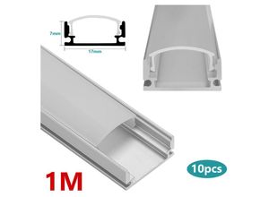 0726505128703 - 10x1m led Aluminium Profil led Leiste Leiste Inner Alu Schiene ModelleU-form - Silber - Hengda