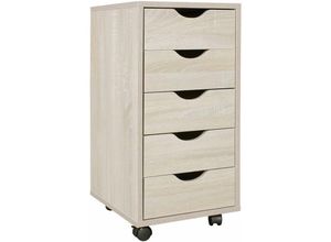 4250950269286 - Finebuy - Kinder Rollcontainer 33 x 64 x 38 cm Holz 5 Schubladen Moderner Schubladencontainer mit Rollen Standcontainer Bürocontainer Rollwagen