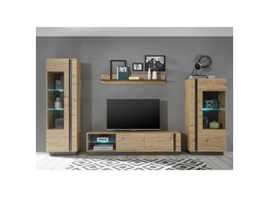 4066075003267 - Lomadox - TV-Wohnwand modern CARDIFF-61 in Eiche Artisan Nb mit Absetzungen in Graphit grau b h t ca 340 194 40 cm - braun