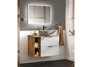 4066075122807 - Lomadox - Badezimmer Waschplatz Set 2-teilig weiß ADELAIDE-56-WHITE Modern mit Eiche Nb Front in Rillenoptik - weiß