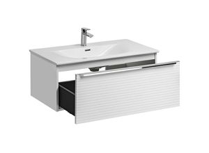 4066075050728 - Lomadox - Waschtisch mit Unterschrank 90 cm Keramik-Waschbecken LARCIANO-56 in weiß gerillt b h t ca 90 412 46 cm - weiß