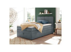 4066075011187 - Lomadox - Boxspringbett 140x200 cm Jugendbett mit Bettkasten TEREZIN-09 Hotelbett in Uran dark grey