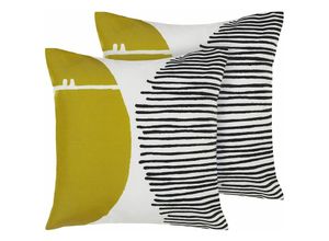 4251682239905 - Beliani - Gartenkissen 2er Set bunt 45 x 45 cm aus Polyester mit geometrischem Muster Quadratisch Garten  Balkon  Terrasse modernes Design