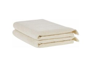 4255664805744 - Beliani - Handtuch-Set Beige Baumwolle und Polyester 2-teilig Strandtuch 100 x 150 cm mit Fransen Modern Saugfähig Schnelltrocknend Ringgesponnen für