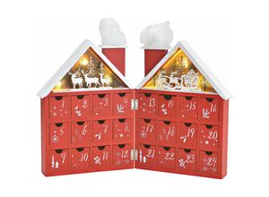 4260700651308 - Spetebo - Holz Adventskalender Haus mit 24 Boxen und led Beleuchtung - zum aufklappen - Weihnachtskalender zum selber befüllen