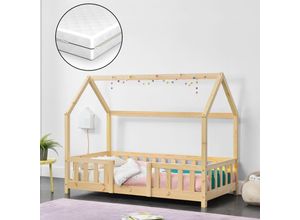 4059438598784 - [encasa] - Kinderbett Sisimiut mit Matratze 70x140 cm Holzfarben Kiefer