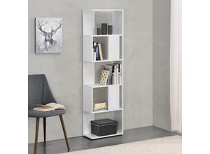 4059438576416 - [encasa] - Bücherregal Aneby 159x45x24cm mit 5 Ablageflächen Weiß Weiß