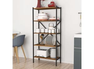 4059438683855 - [encasa] - Küchenregal Tomelilla 160x66x34 cm Walnuss Anthrazit Walnuss