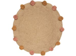 3560237584775 - Les - Kinderteppich Pompons - Jute d 78 cm - Atmosphera - Mehrfarbig