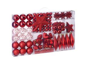 4250525328141 - - casaria® Weihnachtskugeln 102er Set Christbaumkugeln Weihnachtsbaumkugeln Weihnachtsbaumschmuck rot