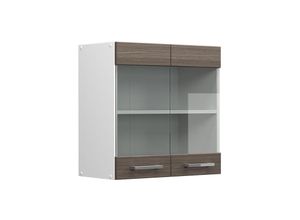 4066731045341 - Hängeglasschrank Küchenschrank Küchenzeile R-Line 60 cm Weiß Edelgrau Tür Fächer