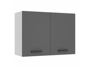 5904316249496 - Hängeschrank Küche Küchenschränke sg Breite 80 cm Oberschrank mit 2 Türen Küchenhängeschränke Wandschrank Hängend Silber matt - Belini