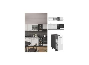 4066731046775 - Küchenzeile Küchenblock Einbauküche R-Line 240 cm Anthrazit Weiß Hochglanz Küche
