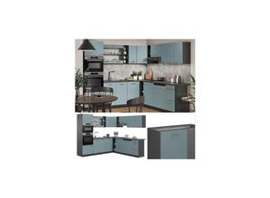 4066731345915 - Eckküche R-Line Solid Anthrazit Blau Grau 247x237 cm modern Küchenschränke Küchenmöbel