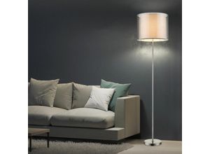 4059157199651 - Deckenfluter Stehlampe Stehleuchte Standlampe Wohnzimmerleuchte Leselampe Textil Grau Nickel matt 1x E27 DxH 40x160cm