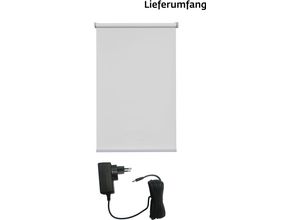 4001442303434 - Elektrisches Rollo Miami Rollos Gr 180 cm stufenlos positionierbar Rollo und Ladekabel 200 cm grau (grau silberfarben) Verdunklungsrollo Verdunkelungsrollos