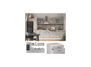 4066731046478 - Küchenzeile Küchenblock Einbauküche R-Line 350 cm Weiß Beton Arbeitsplatte 4066731046478 - Küchenzeile Küchenblock Einbauküche R-Line 350 cm Weiß Beton Arbeitsplatte
