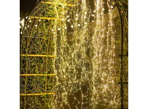 Image of 10 Stränge 100 led Solarbetriebene Lichterketten Wasserdicht Dekorative Goldene Kupferdraht Lichterketten für Garten Weihnachtsbaum