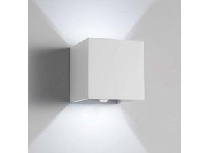Image of LED-Wandleuchte mit Bewegungssensor, 12 w Wandleuchte, 6000 k weißes Licht, automatisches Ein-/Ausschalten, Außen-/Innenwandleuchte für Garten, Weg,
