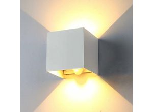 Image of LED-Wandleuchte mit Bewegungssensor, 6 w Wandleuchte, Warmweiß 3000 k, automatisches Ein-/Ausschalten, Außen-/Innenwandleuchte für Garten, Weg, Weiß
