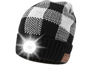 Image of Amirror Smart Ug - Bluetooth-Strickmütze, Outdoor-Nachtlauf, Nachtangeln, LED-Lichtbeleuchtung, schwarz-weiß