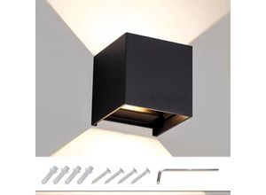 9784297954345 - Swanew - Applique murale led extérieure moderne IP65 escalier hall dentrée lampe carré up down décoration lumineuse 7W noir blanc chaud