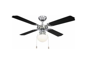 4059157081895 - Deckenventilator mit Zugschalter 3 Stufen Flügel wendbar Vor- und Rücklauf Deckenleuchte Sommer Wintermodus Fernbedienung 1x E27 DxH 1066x415 cm