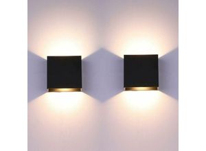 Image of 2 Stück LED-Wandleuchten für den Innenbereich, Up-Down-Wandleuchte, moderne Wandleuchte, Beleuchtung, Schwarz, 6 w, Aluminium, für Wohnzimmer,