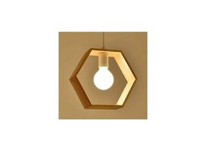 Image of E27 kreative Pendelleuchte, industrielle Deckenleuchte aus Holz, moderne zeitgenössische Beleuchtung, Deckenleuchte (sechseckig)
