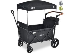 4252023107211 - Arebos - FableKids Bollerwagen Leo X2Lite mit Dach 2 Sitzplätze Faltbarer Transportwagen Hecktasche 5-Punkt-Gurt 360° Räder Fußbremse