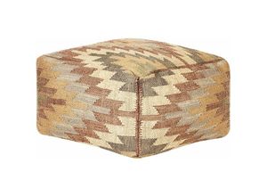 4255664810342 - Beliani - Pouf Mehrfarbig Jute und Wolle 50 x 50 x 30 cm Quadratisch mit eps Füllung Muster Orientalisch Geometrisch für Wohnzimmer Schlafzimmer Deko