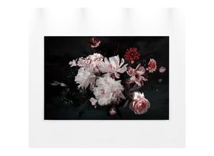 4059432204391 - Leinwandbild AS CRÉATION Blunch Of Flowers Bilder Gr B H 90 cm x 60 cm Blumen Querformat 1 St rosa (schwarz weiß rosa) Leinwandbilder Romantische Blumen Rosen Keilrahmen Bild