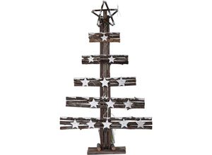 4260461478923 - Spetebo - led Deko Holz Tannenbaum mit Sternspitze 60 cm - 30 led - Weihnachts Tisch Deko