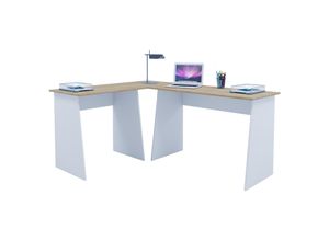Image of Eckschreibtisch Computer Schreibtisch Arbeitstisch PC Tisch Bürotisch Eiche weiß