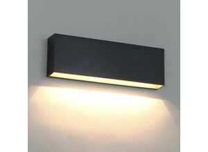 Image of Dunkelgraue LED-Außenwandleuchte, wetterfeste Wandleuchte, 3000 k warmweiße Außenterrassen-Wandleuchte