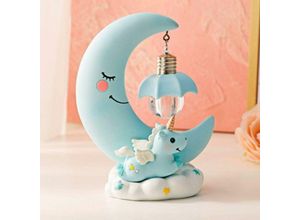 6273997891225 - Longziming - Harz-Mond-LED-Nachtlicht Cartoon-Baby-Kindergarten-Lampe Kinderspielzeug-Weihnachtsgeschenk-Schlafzimmer-Handwerks-Tischlampe (Color 