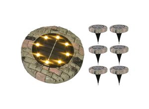 4251699828895 - Buri - 6x led Solarleuchte Steinoptik warmweiß Gartenleuchte Leuchtstein Gartendeko