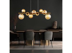 9007371502806 - Hängelampe Pendelleuchte Esstischleuchte Kugellampe 9-flammig Glas Amberfarben schwarz 9x G9 led 3W 80lm 3000K warmweiß LxBxH 866x36x120 cm