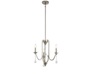 5024005670711 - Lighting QN-KARLEE3 quintiesse Kronleuchter Karlee E14 3x40W Stahl Zinn H464cm Ø457cm dimmbar höhenverstellbar - Elstead