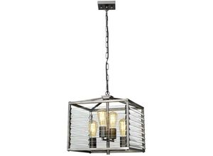 5024005004912 - Elstead - Lighting LOUVRE-4P Hängeleuchte Louvre E27 40W Stahl industrial lackiert Glas H496cm-2024cm B394cm L394cm dimmbar höhenverstellbar