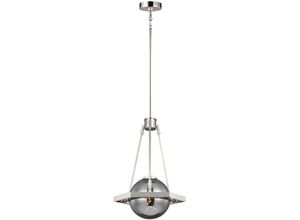 5024005388319 - Elstead - Lighting QN-HARPER-1P quintiesse Hängeleuchte Harper E14 1x40W Stahl Nickel poliert Rauchglas plattiert H74cm-1654cm Ø352cm dimmbar