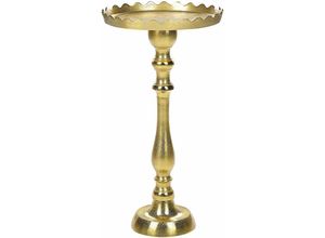 4255664818287 - Beliani - Beistelltisch Gold Aluminium Rund 35 cm Antik-Optik mit Säulenfuß Glamourös Einbeinig Wohnzimmer Ausstattung Möbel Blumenständer