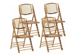 4251682236119 - Beliani - Esszimmerstuhl 4er Set Braun Rattan Bambusholz verstellbar Rustikal Boho