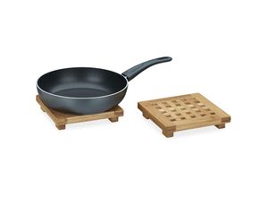 4052025202378 - Relaxdays - Untersetzer 2er Set quadratisch Bambus Topfuntersetzer aus Holz für Töpfe Pfannen Teller abwischbar hbt ca 4 x 20 x 20 cm natur