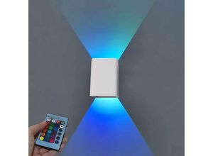 Image of LED-Wandleuchte, Innenwandleuchte mit RGB-Fernbedienung, weiße Wandleuchte, moderne 5-W-Aluminium-Beleuchtungskörper für Wohnzimmer, Schlafzimmer,